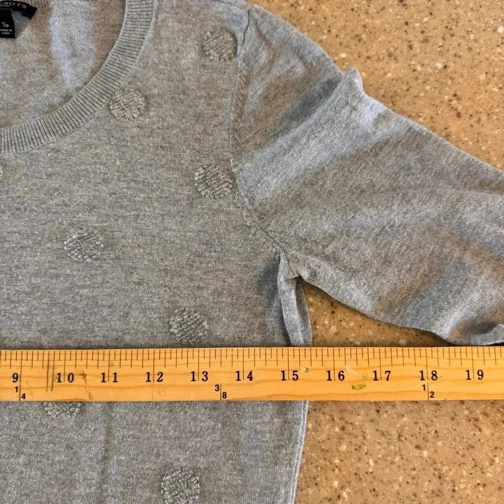 Talbots Classic Gray Beaded Dots Sweater SP /Small Petite - Picture 3 of 8